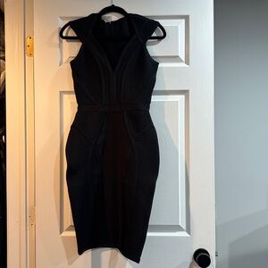 Black Cap Sleeve Bandage Dress S NWOT